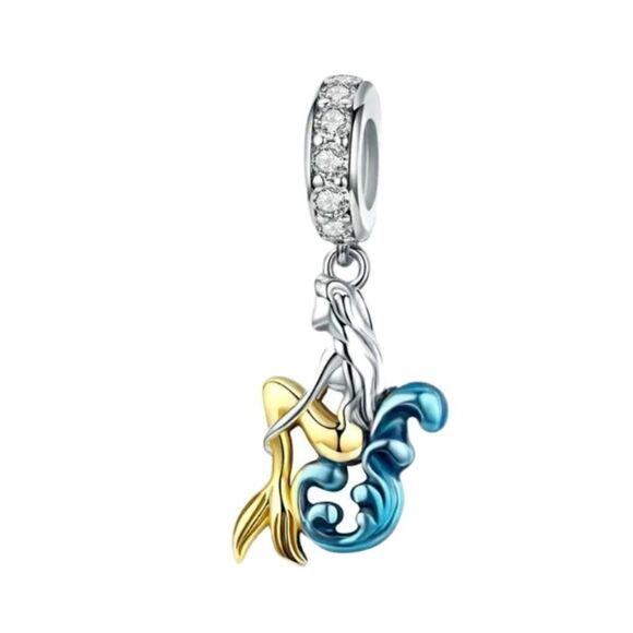 925 Sterling Silver Waiting Mermaid Charm - Picture 1 of 6